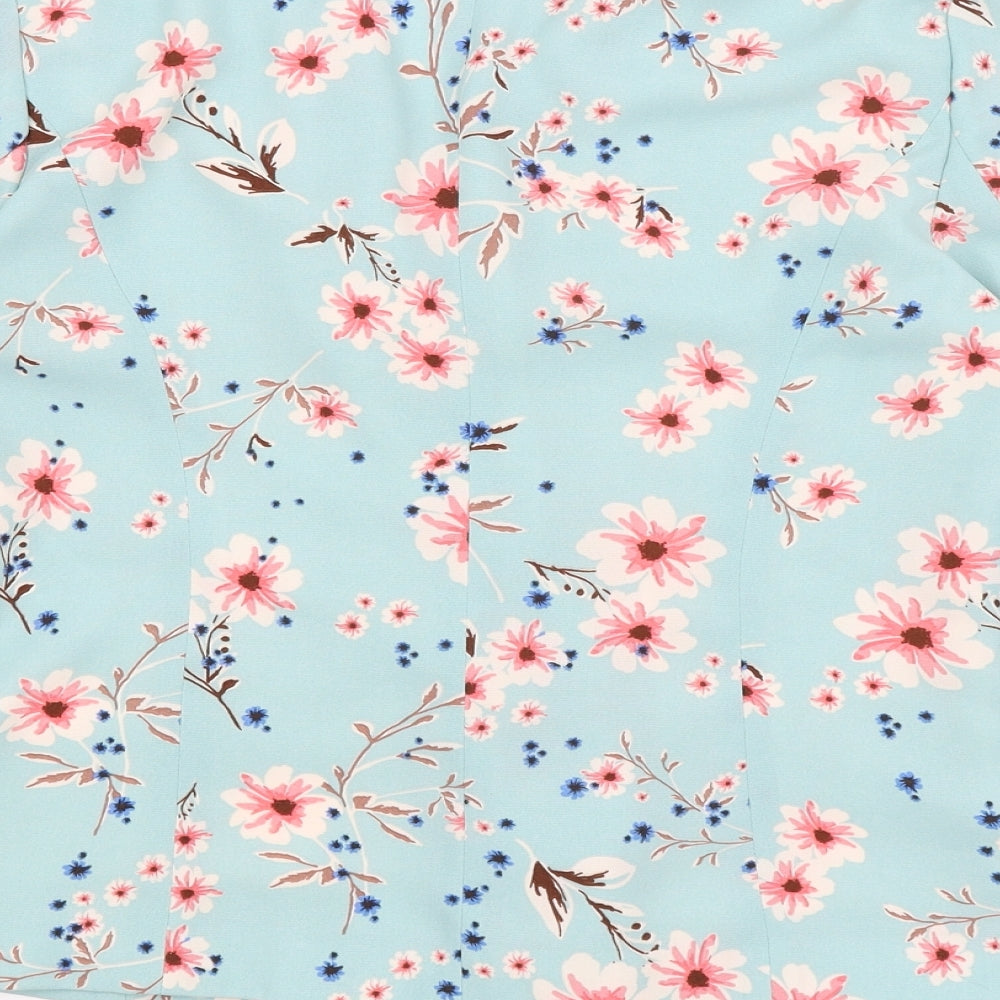 New Look Womens Blue Floral  Jacket Blazer Size 12