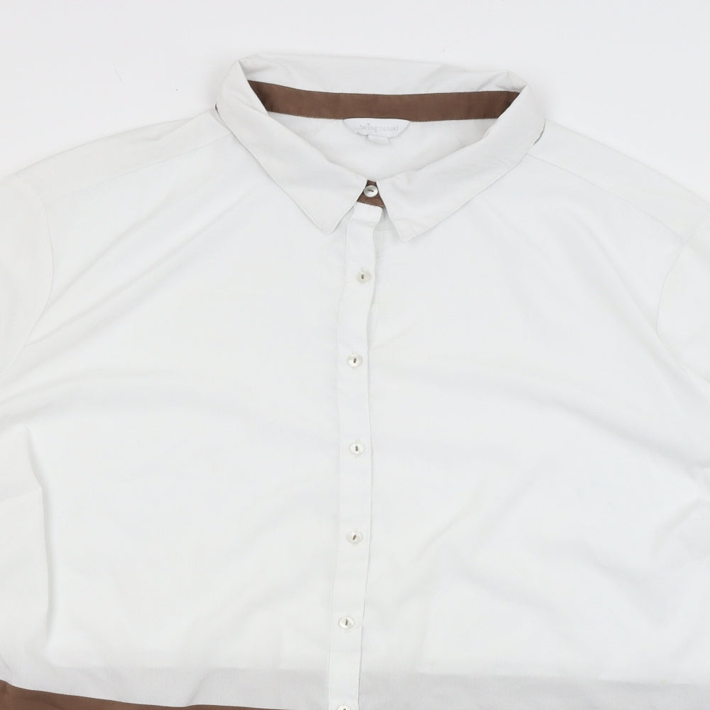 Being Casual Womens White   Basic Button-Up Size 20