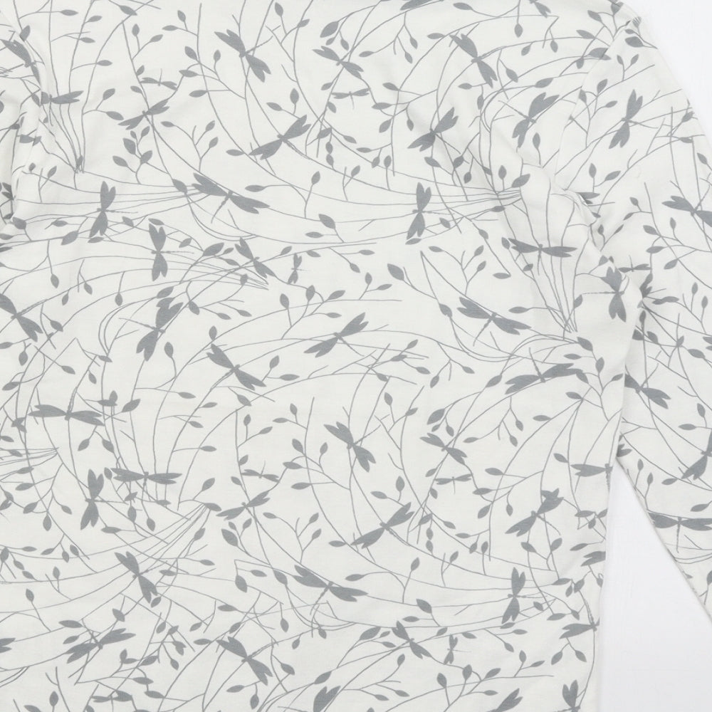 Emreco Womens White Floral  Basic T-Shirt Size 12  - Dragonflies