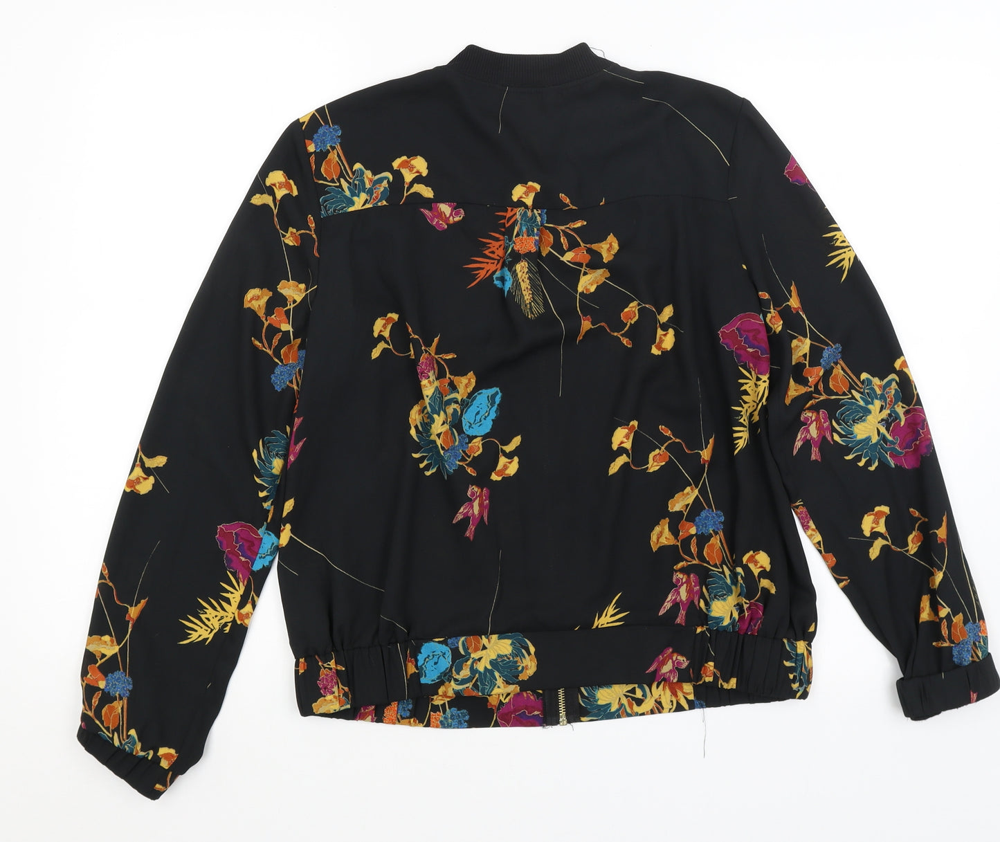 George Womens Black Floral  Full Zip Jumper Size 10