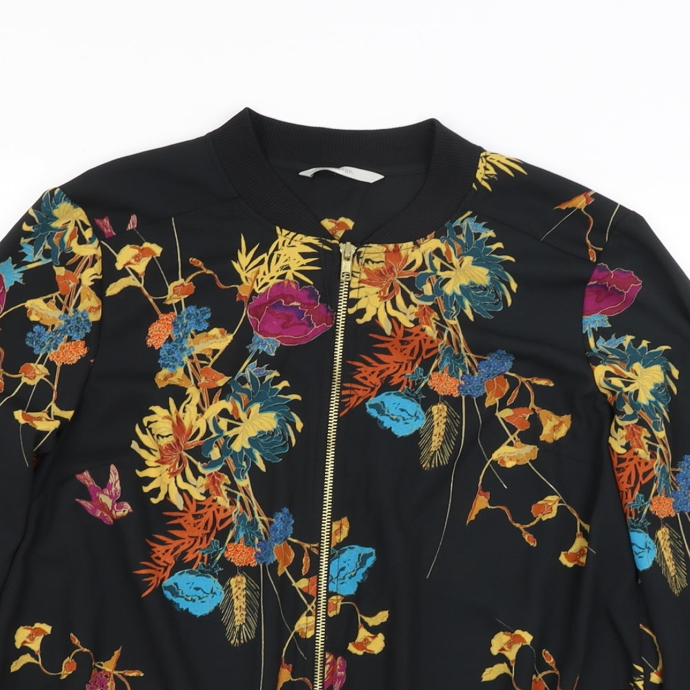 George Womens Black Floral  Full Zip Jumper Size 10