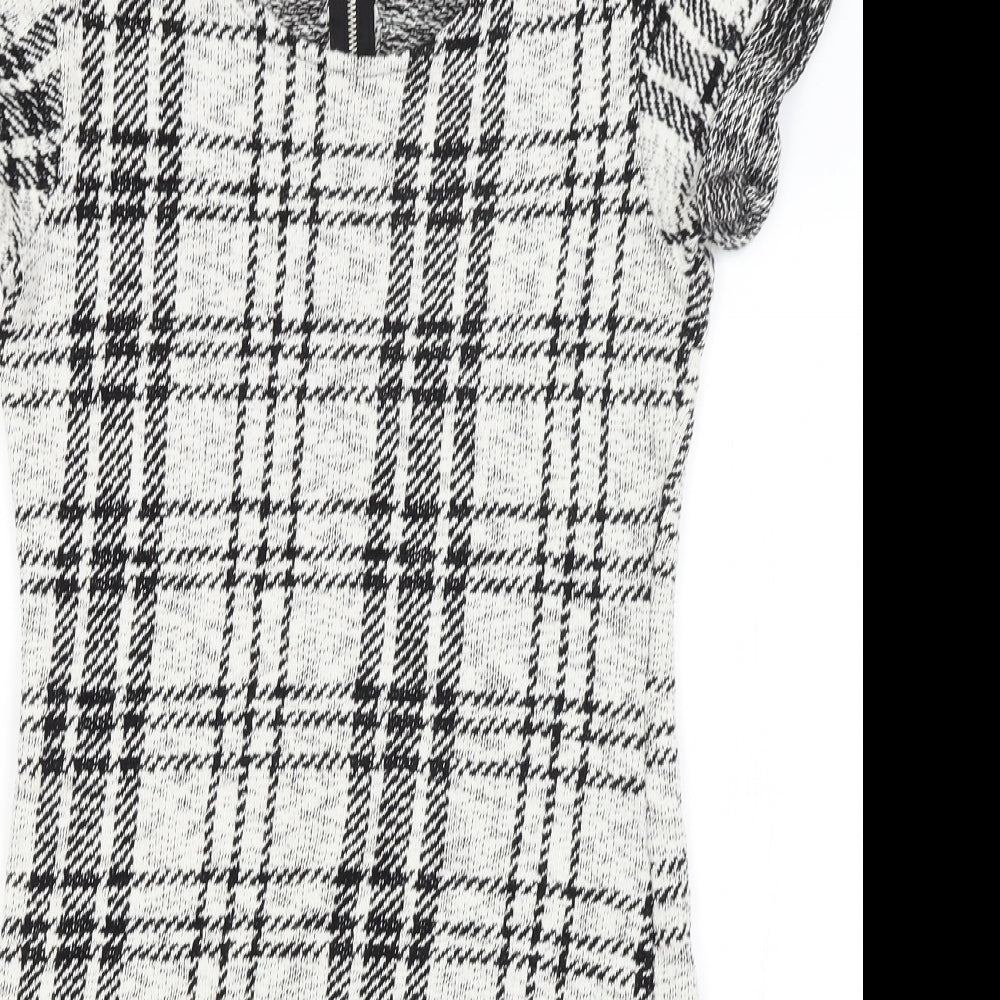 Select Womens White Plaid  Pencil Dress  Size 6