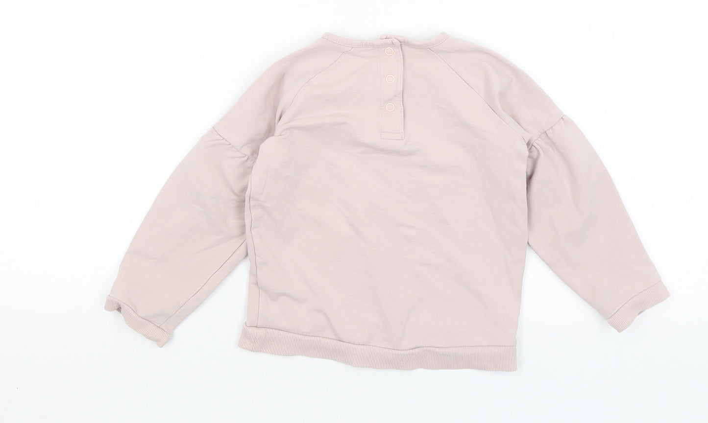 M&S Girls Pink   Pullover Jumper Size 2-3 Years  - Flowers