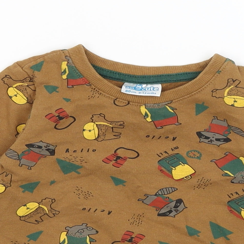 So Cute Baby Brown   Pullover Jumper Size 9-12 Months  - Woodland Animals