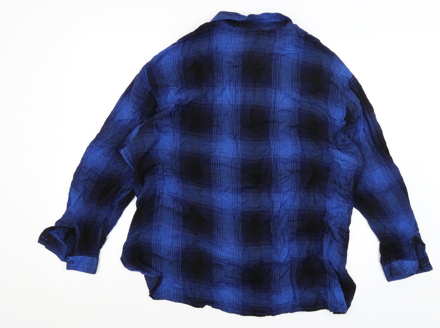 Capsule Womens Blue Check  Basic Button-Up Size 26