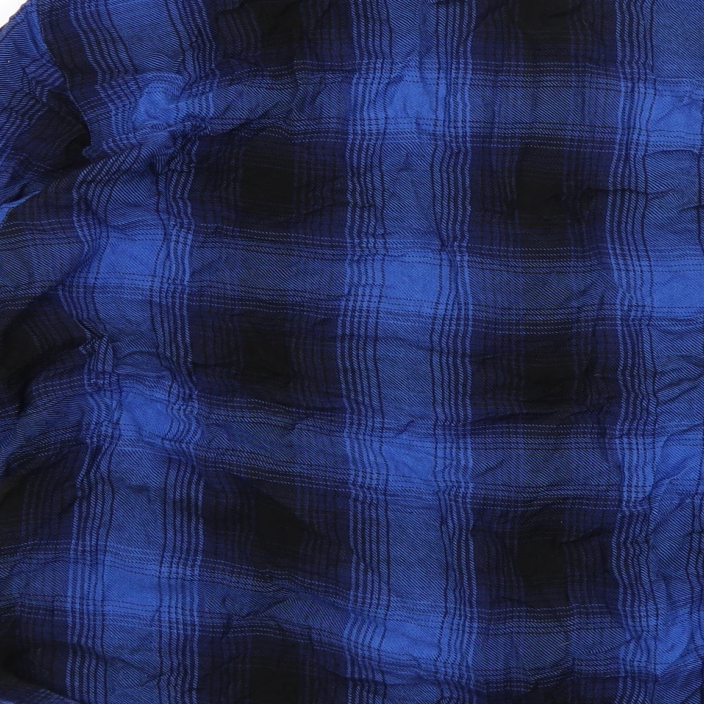 Capsule Womens Blue Check  Basic Button-Up Size 26