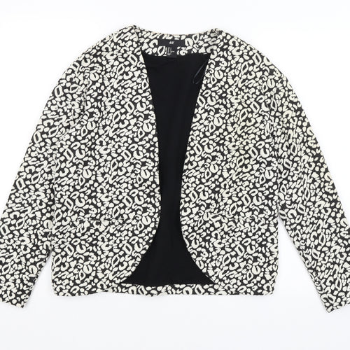 H&M Womens Black Animal Print  Jacket Blazer Size S