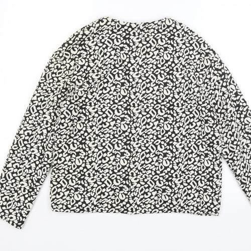 H&M Womens Black Animal Print  Jacket Blazer Size S