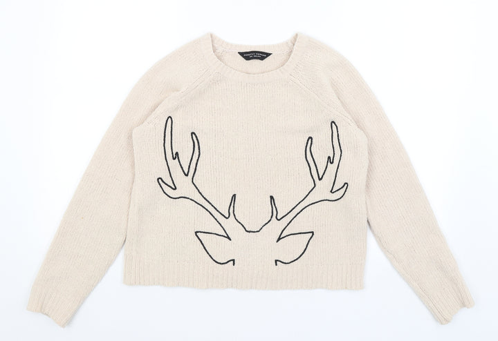 Dorothy Perkins Womens Beige Pullover Jumper Size 10 - Stag Head