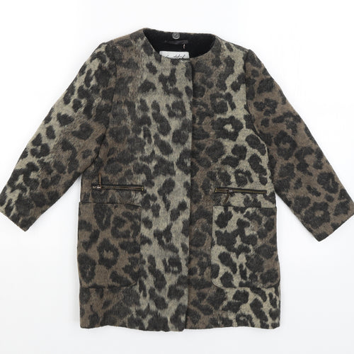 Matalan Girls Brown Animal Print  Overcoat Coat Size 8 Years