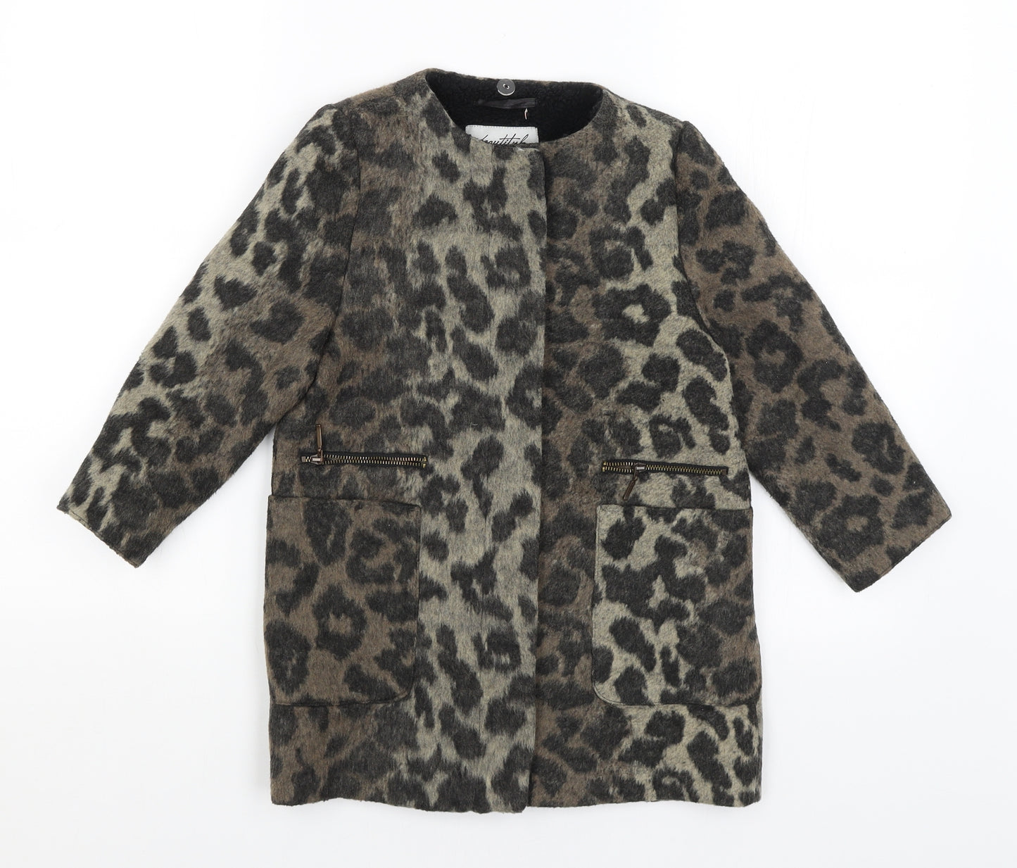 Matalan Girls Brown Animal Print  Overcoat Coat Size 8 Years