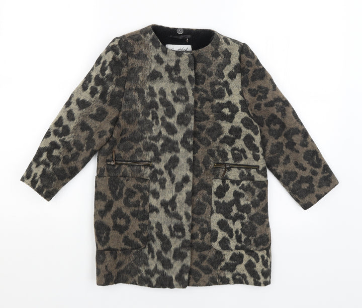 Matalan Girls Brown Animal Print  Overcoat Coat Size 8 Years