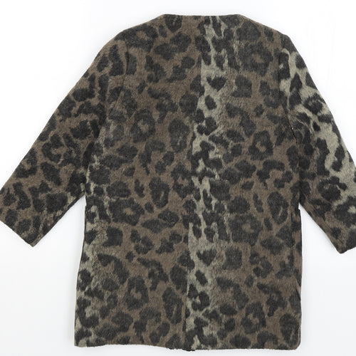 Matalan Girls Brown Animal Print  Overcoat Coat Size 8 Years