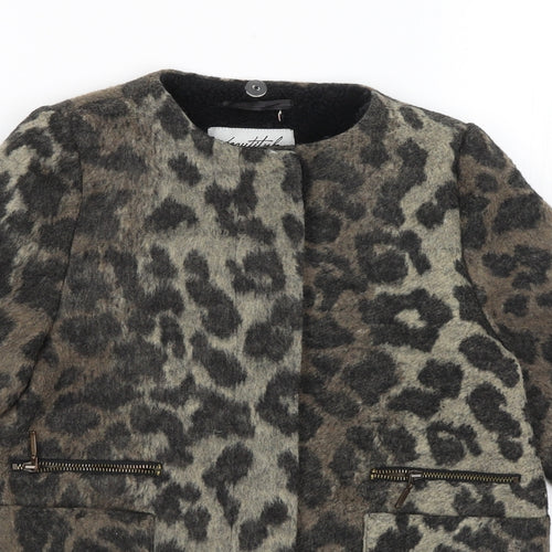 Matalan Girls Brown Animal Print  Overcoat Coat Size 8 Years