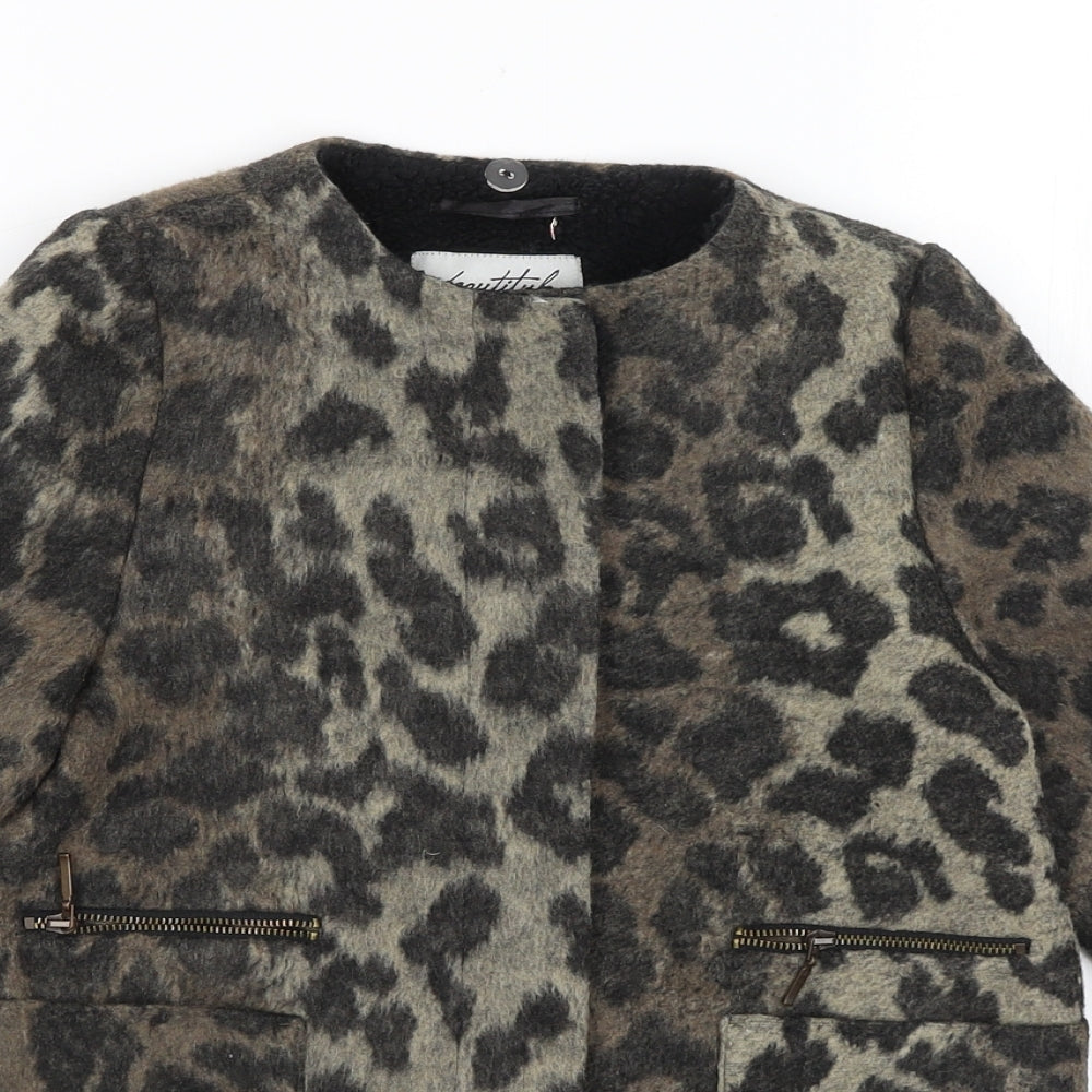 Matalan Girls Brown Animal Print  Overcoat Coat Size 8 Years