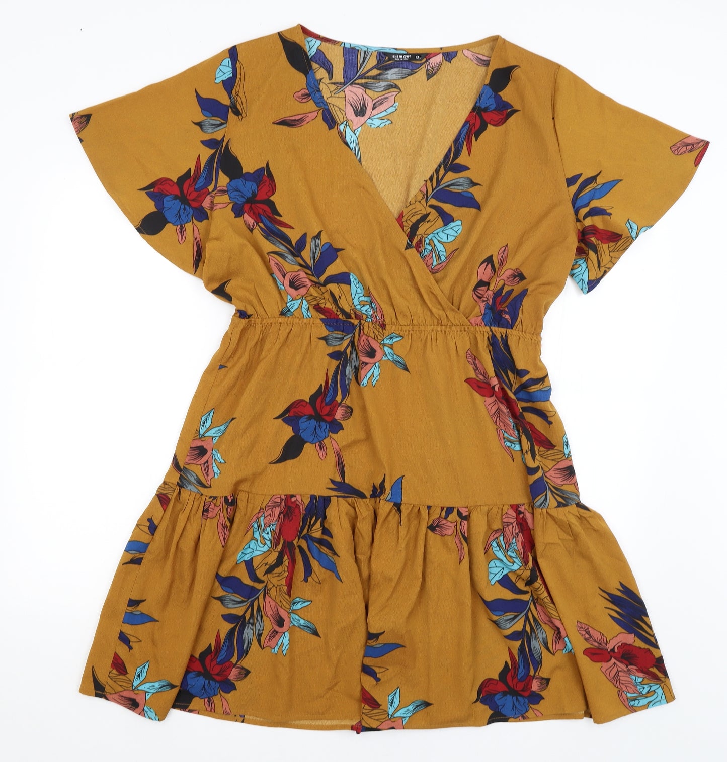 SheIn Womens Brown Floral  Skater Dress  Size XL