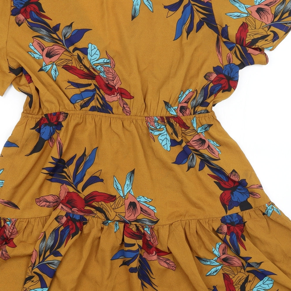 SheIn Womens Brown Floral  Skater Dress  Size XL