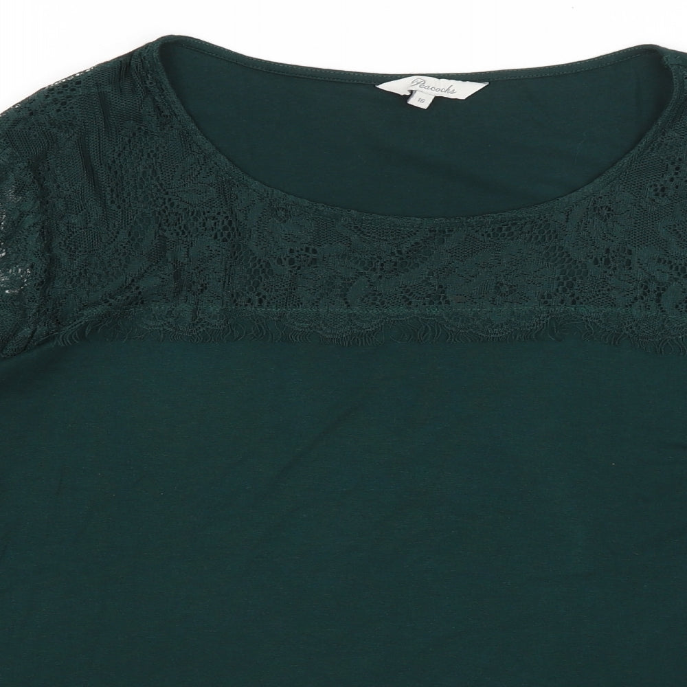 Peacocks Womens Green   Basic T-Shirt Size 16
