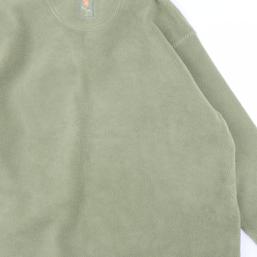 Clever Shepherd Womens Green Floral Fleece Pullover Jumper Size L