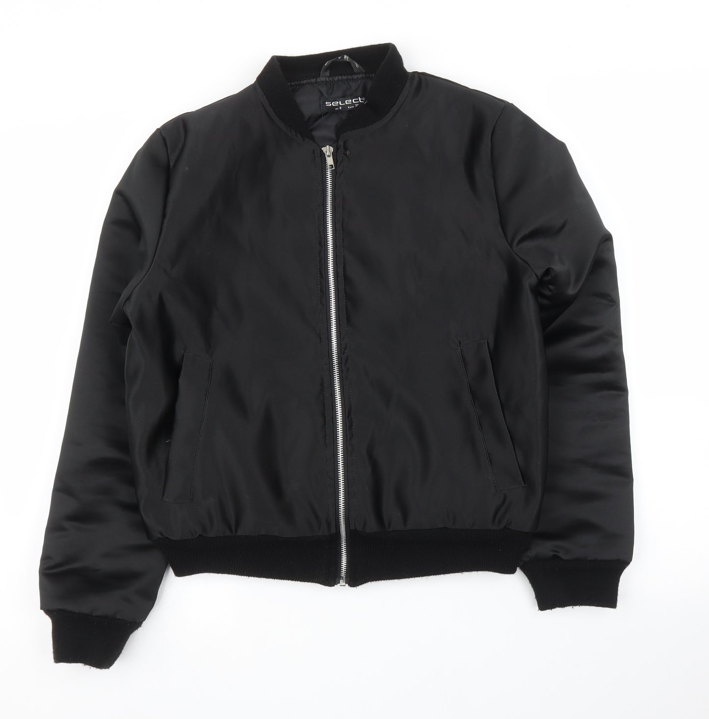 Select Womens Black   Bomber Jacket Coat Size 8