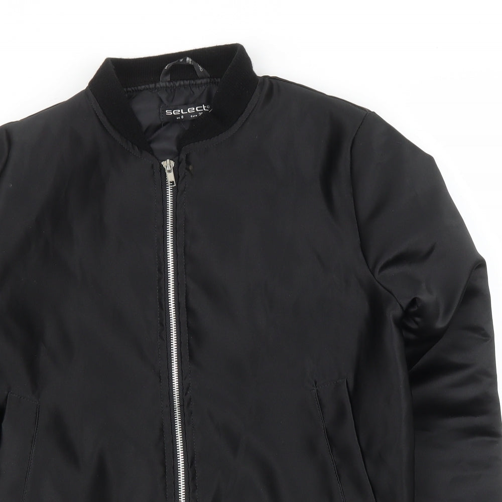 Select Womens Black   Bomber Jacket Coat Size 8