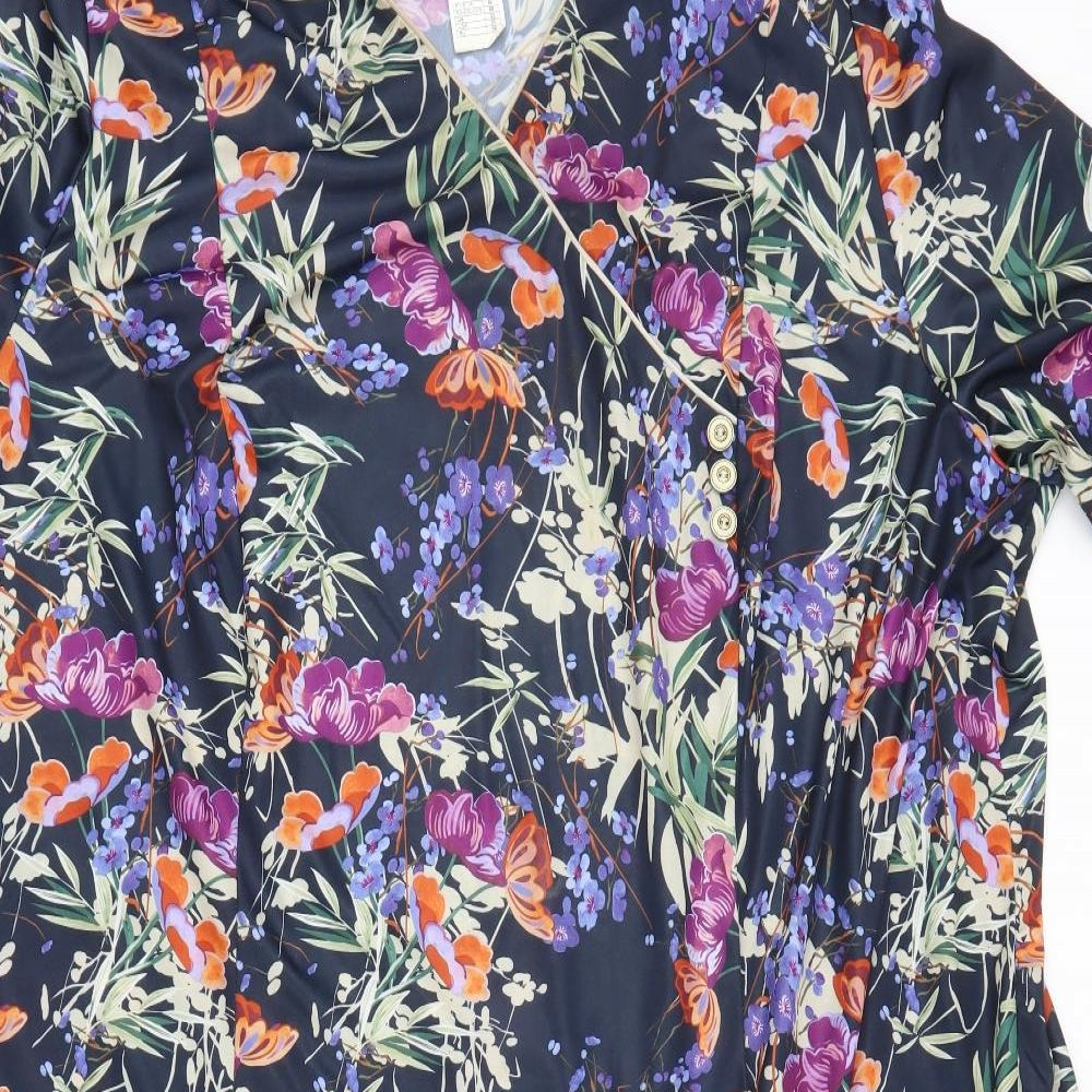 Charmance Womens Blue Floral  A-Line  Size 32