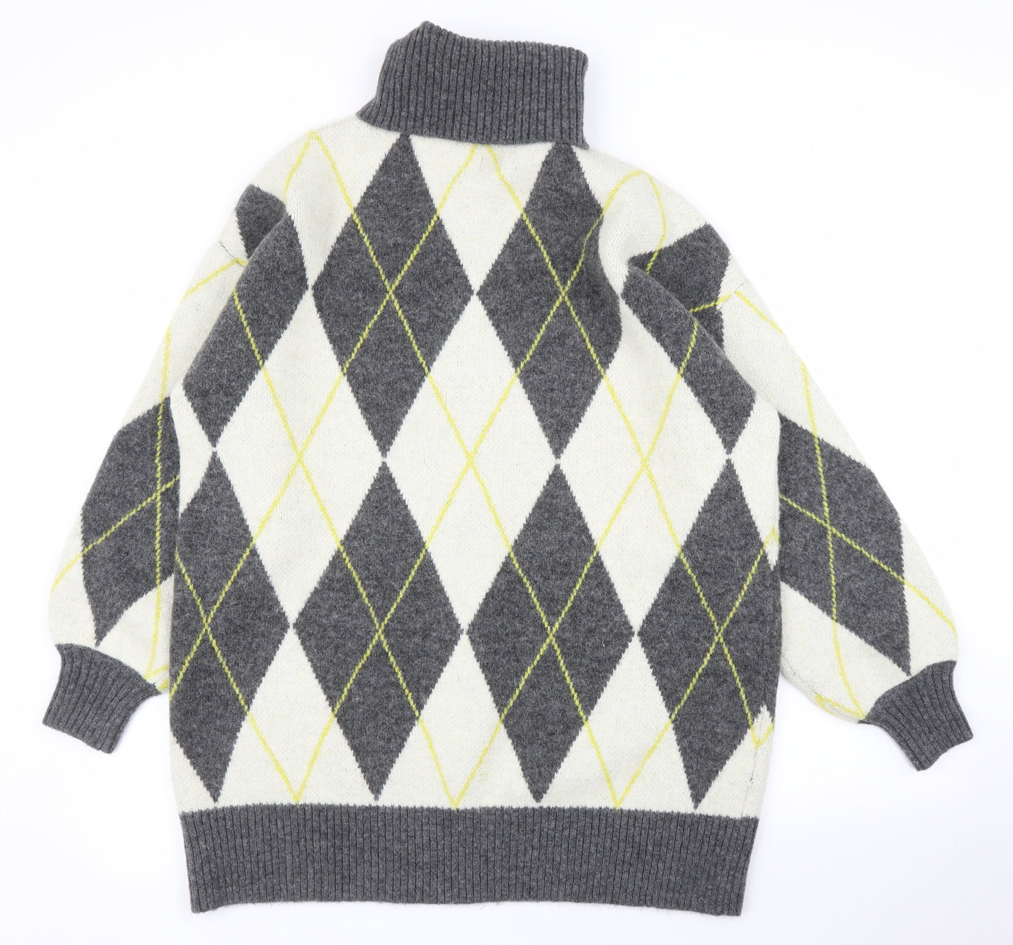 H&M Mens Grey Argyle/Diamond  Pullover Jumper Size M