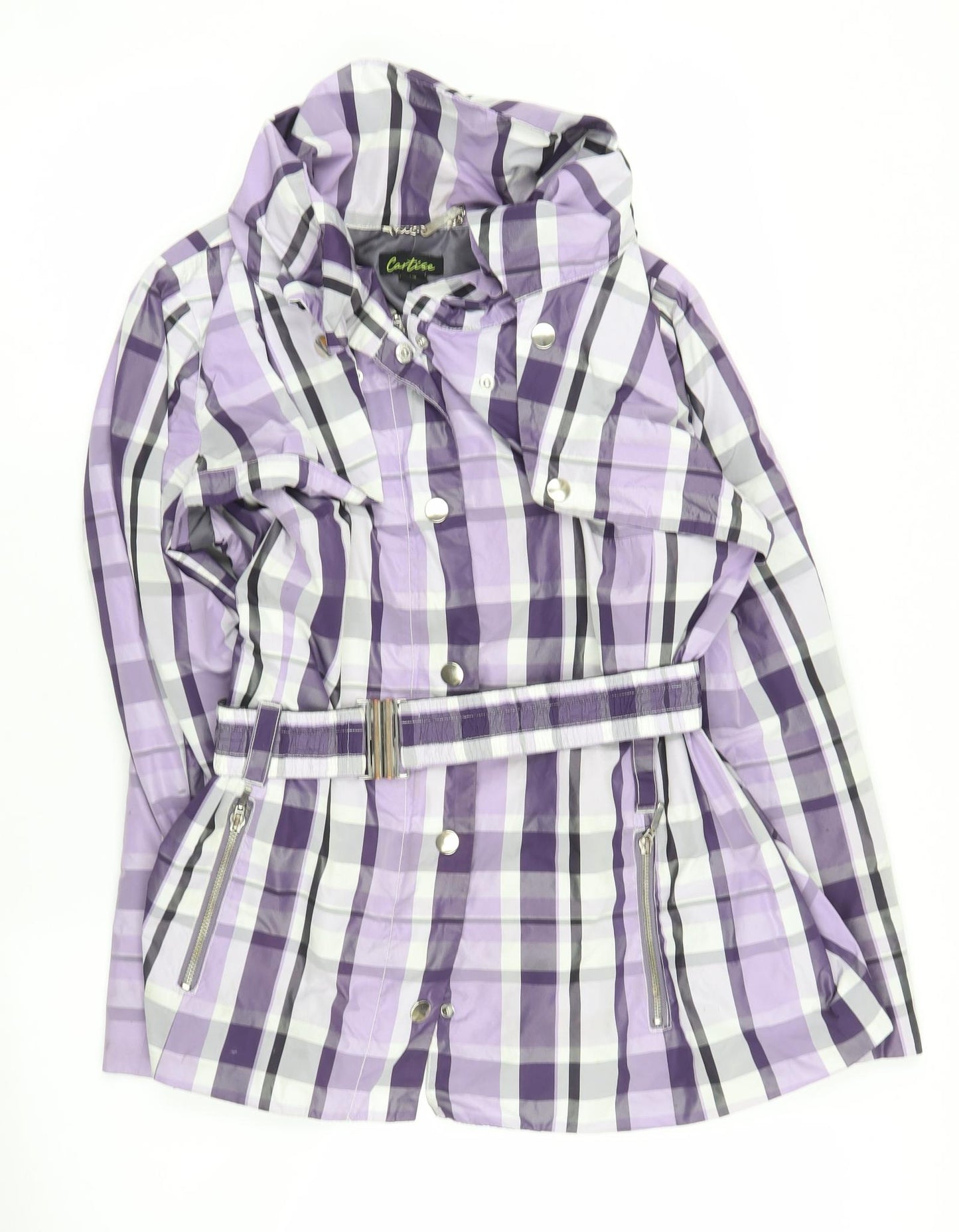 Cartise Womens Purple Check  Parka Coat Size L