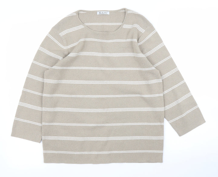 Berkertex Womens Beige Striped Pullover Jumper Size 16