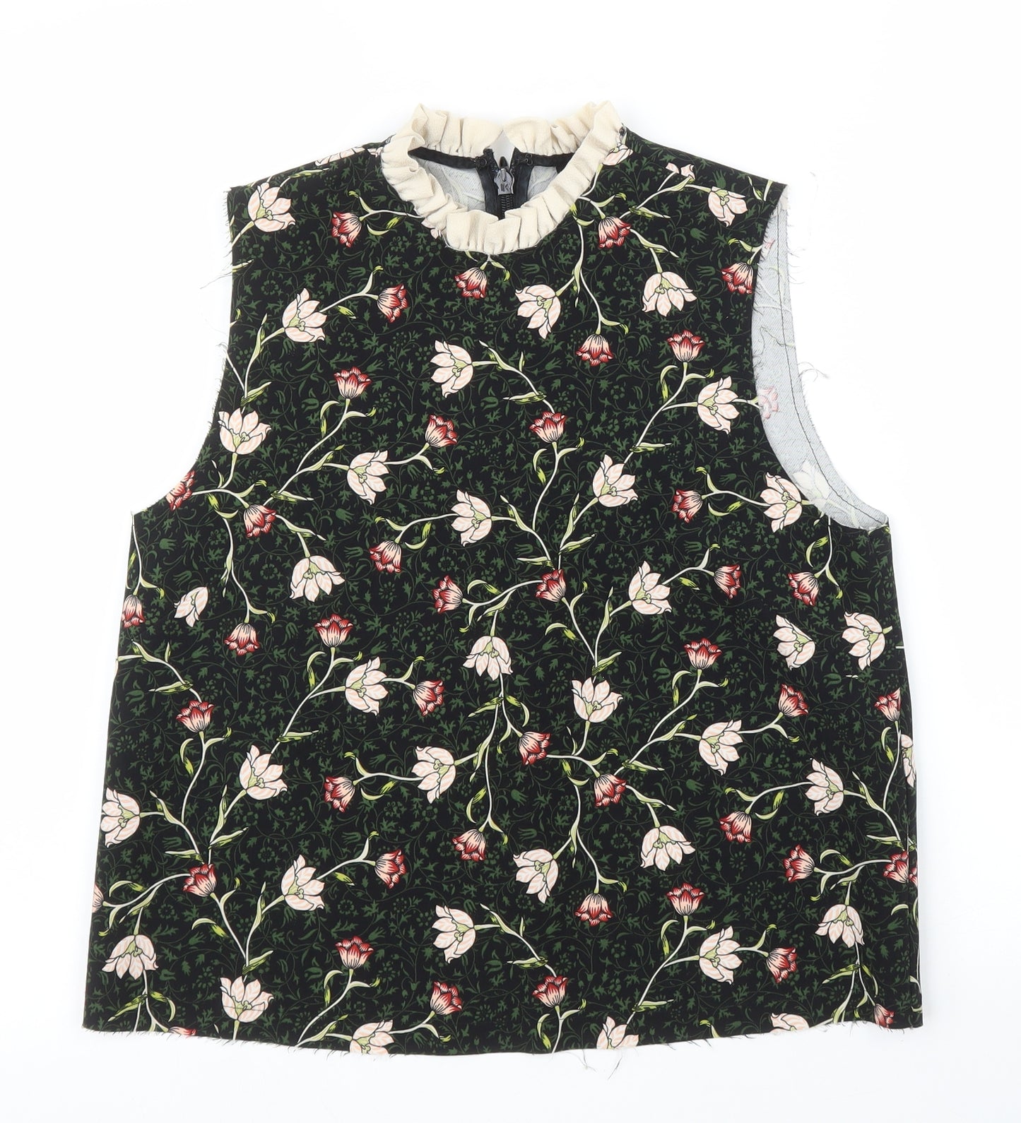 Topshop Womens Green Floral  Basic Blouse Size 10