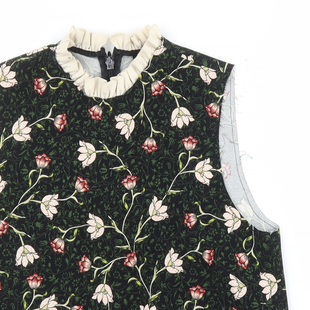 Topshop Womens Green Floral  Basic Blouse Size 10