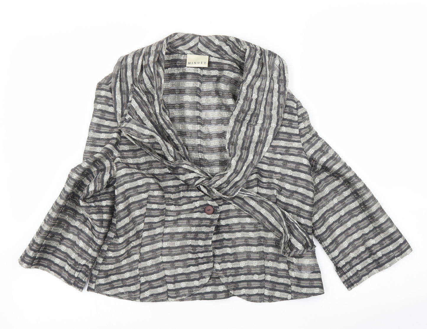 Minuet Womens Silver Striped  Cardigan Jumper Size 12