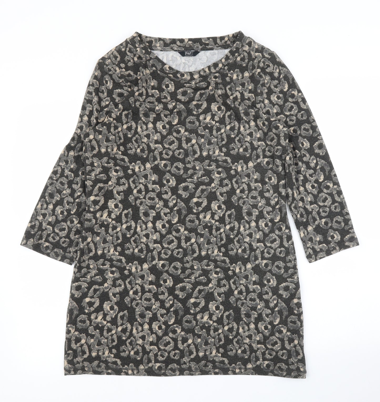 F&F Womens Brown Animal Print  Tunic Blouse Size 12  - Leopard print