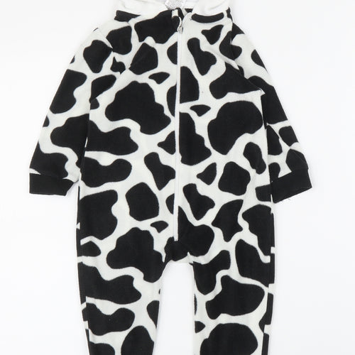 Avon Baby Black Animal Print  Babygrow One-Piece Size 9-12 Months  - Cow print