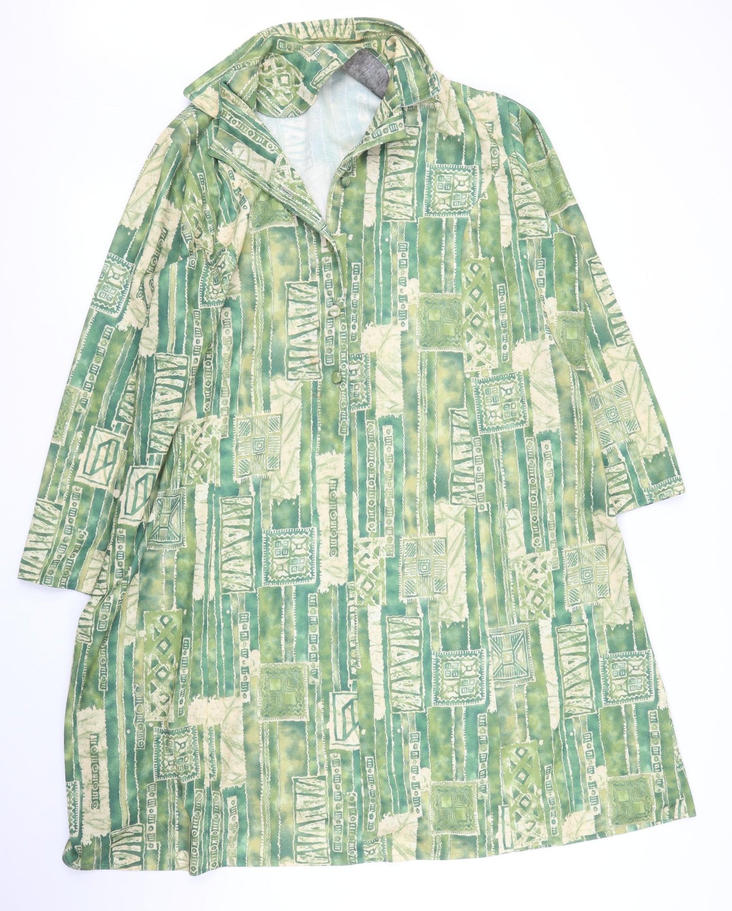 Preworn Womens Green Geometric  Shirt Dress  Size 2XL