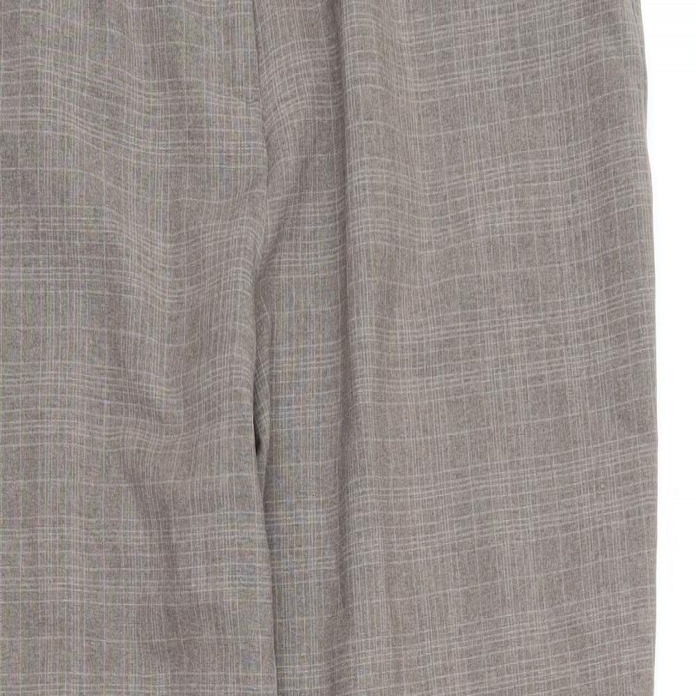 M&S Womens Brown Check  Trousers  Size 16 L27 in