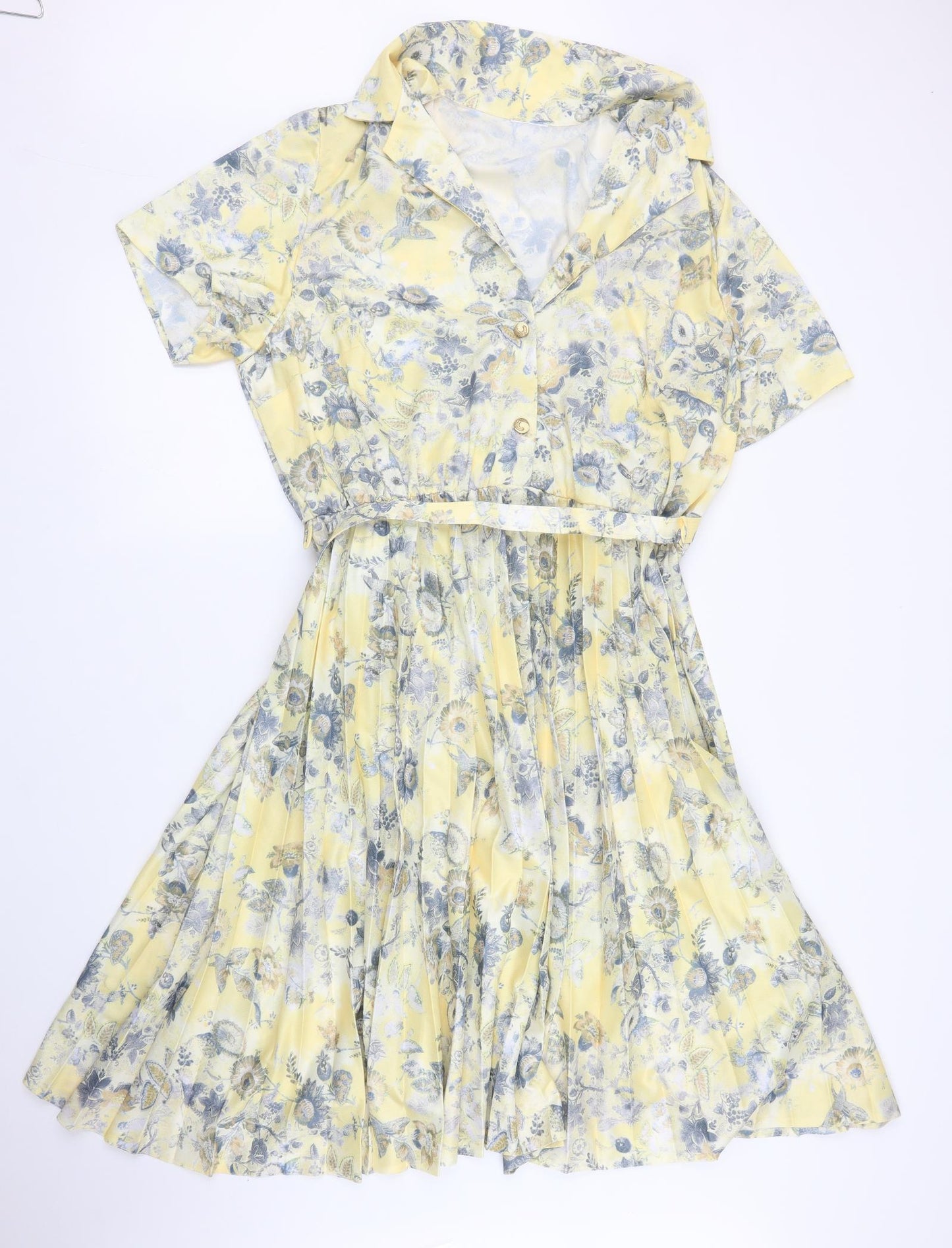 Preworn Womens Yellow Floral  A-Line  Size XL