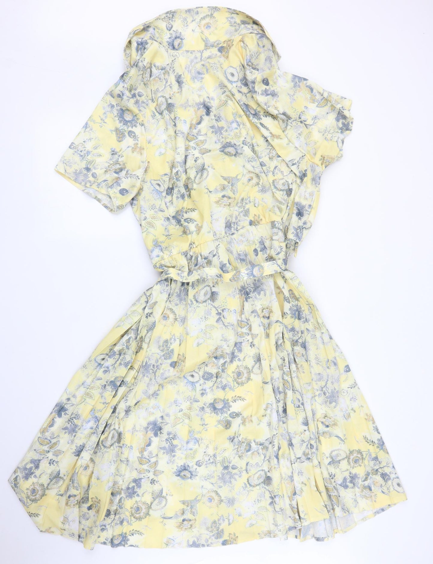 Preworn Womens Yellow Floral  A-Line  Size XL