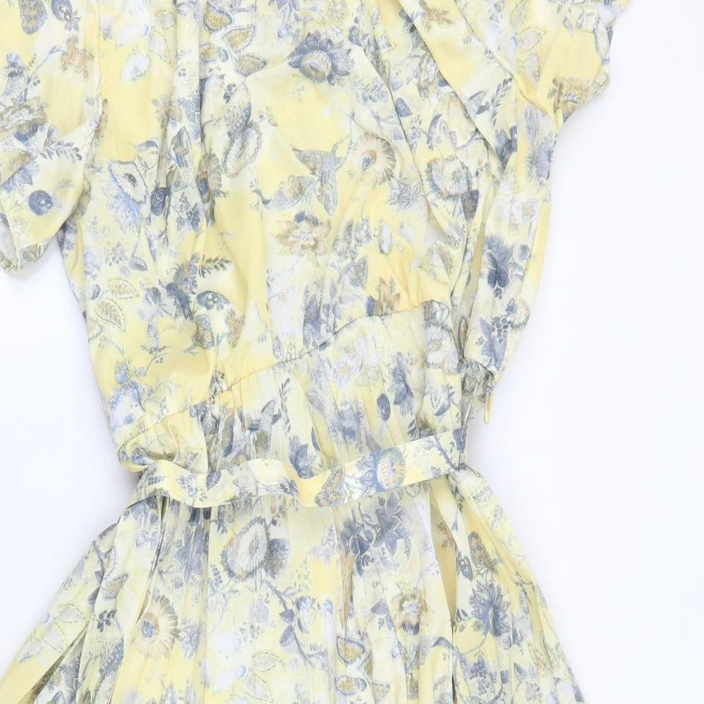 Preworn Womens Yellow Floral  A-Line  Size XL
