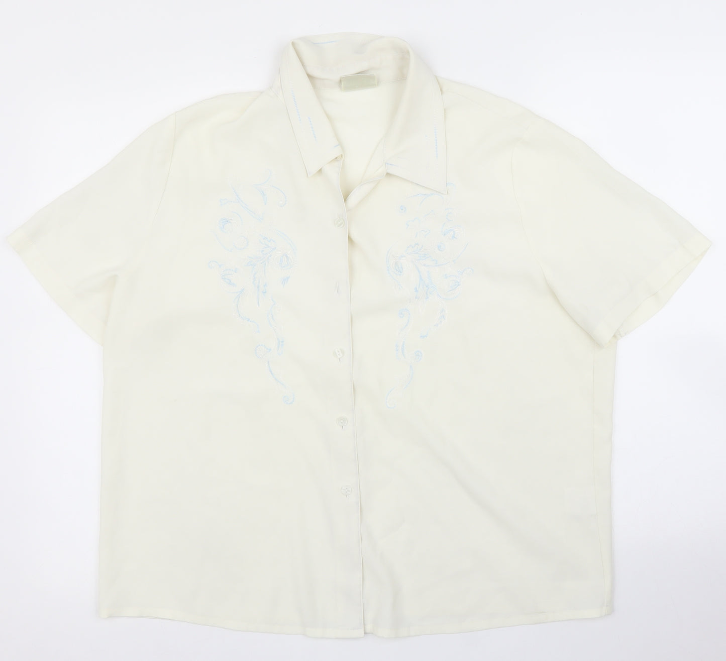 Eastex Womens White Floral  Basic Blouse Size 16
