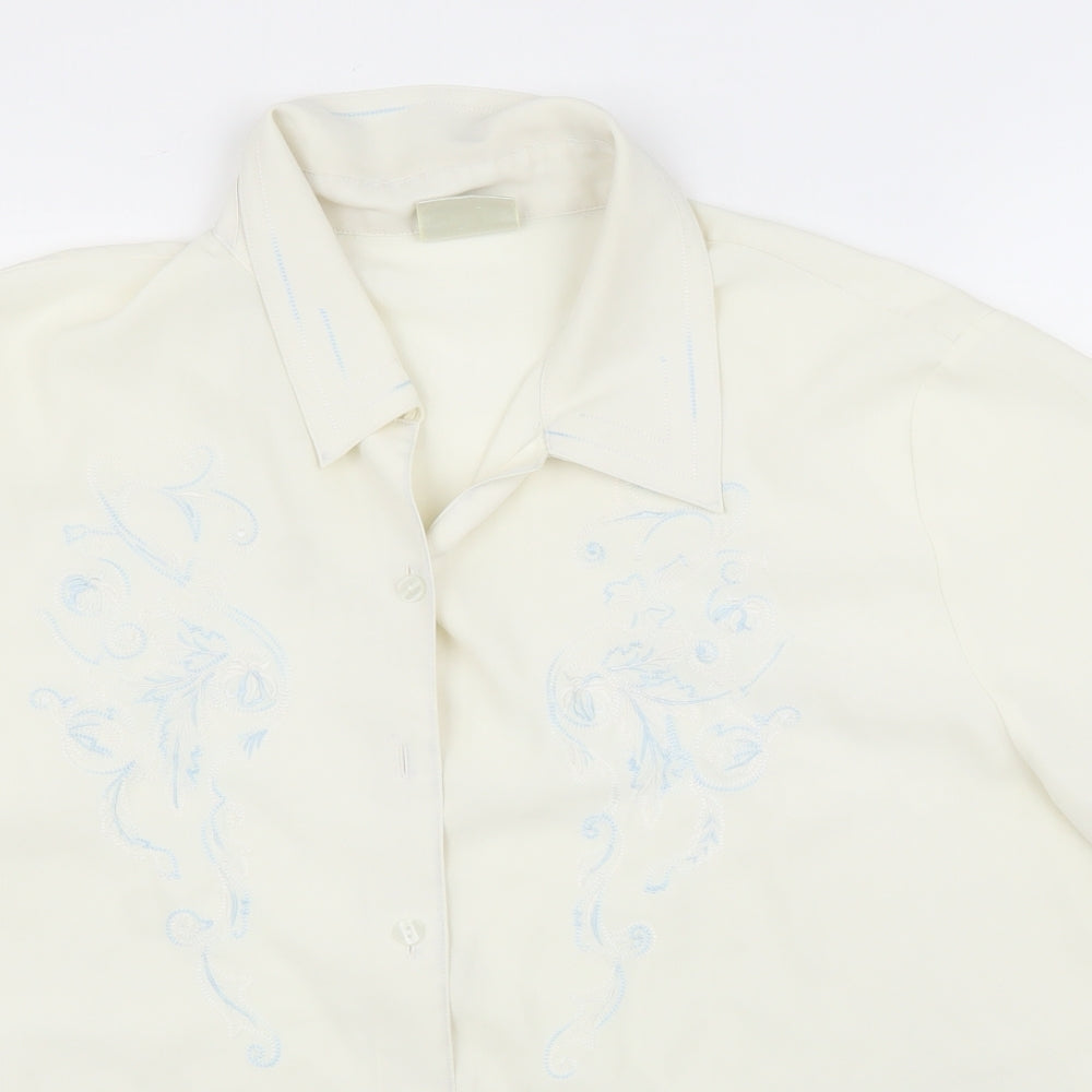 Eastex Womens White Floral  Basic Blouse Size 16