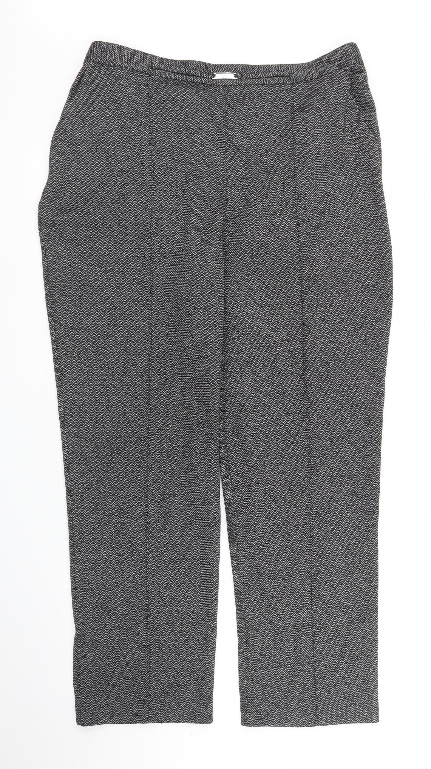 Papaya Womens Grey Herringbone  Trousers  Size 16 L27 in