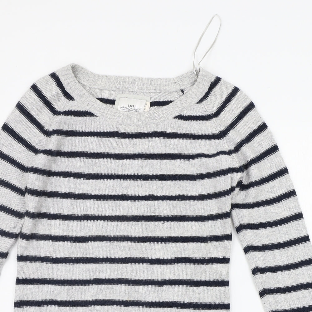 H&M Womens Grey Striped  Pullover Jumper Size L