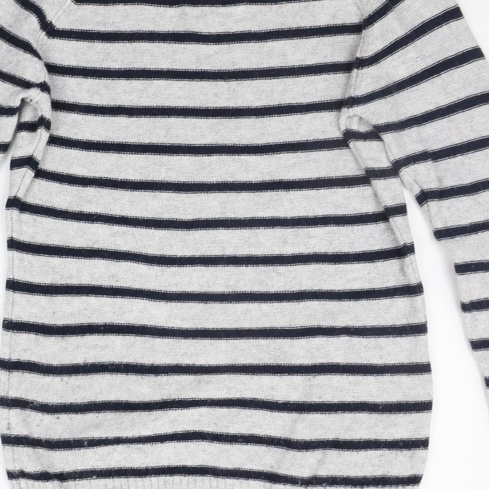 H&M Womens Grey Striped  Pullover Jumper Size L