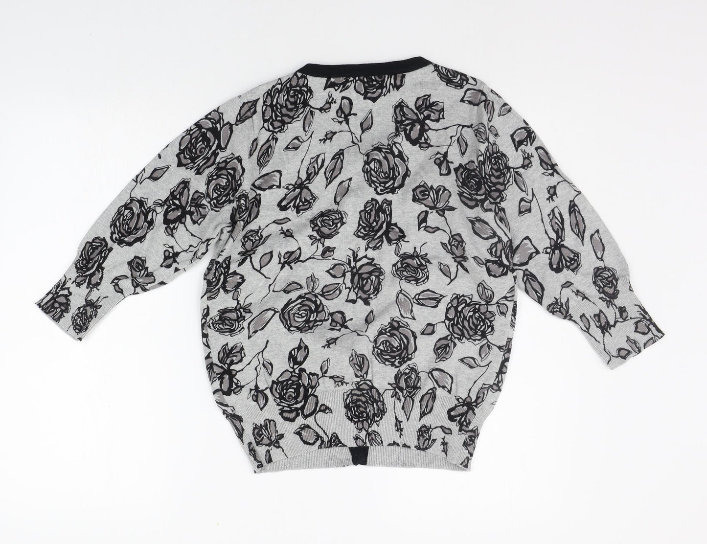 Uttam Boutique Womens Grey Floral  Cardigan Jumper Size 12