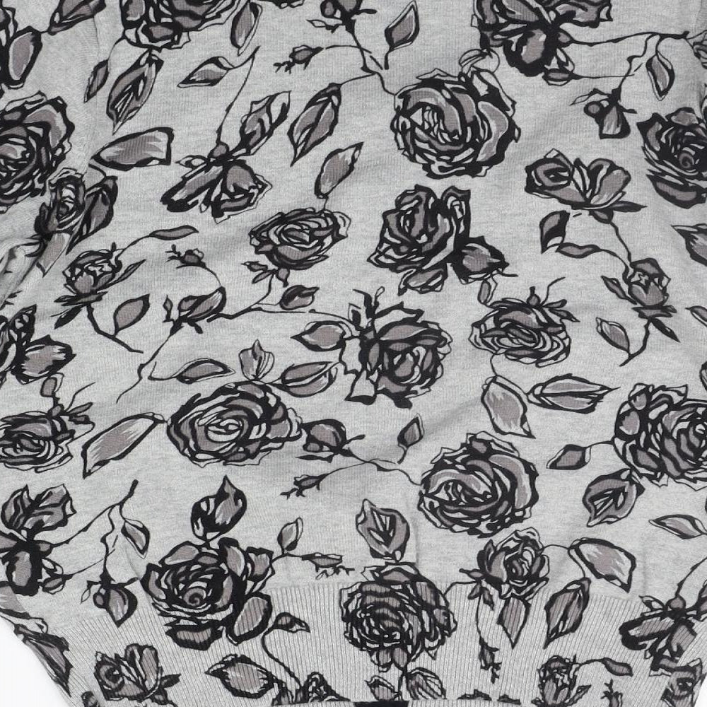 Uttam Boutique Womens Grey Floral  Cardigan Jumper Size 12
