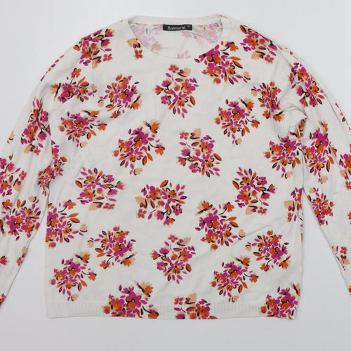 BONMARCHE Womens White Floral  Pullover Jumper Size M