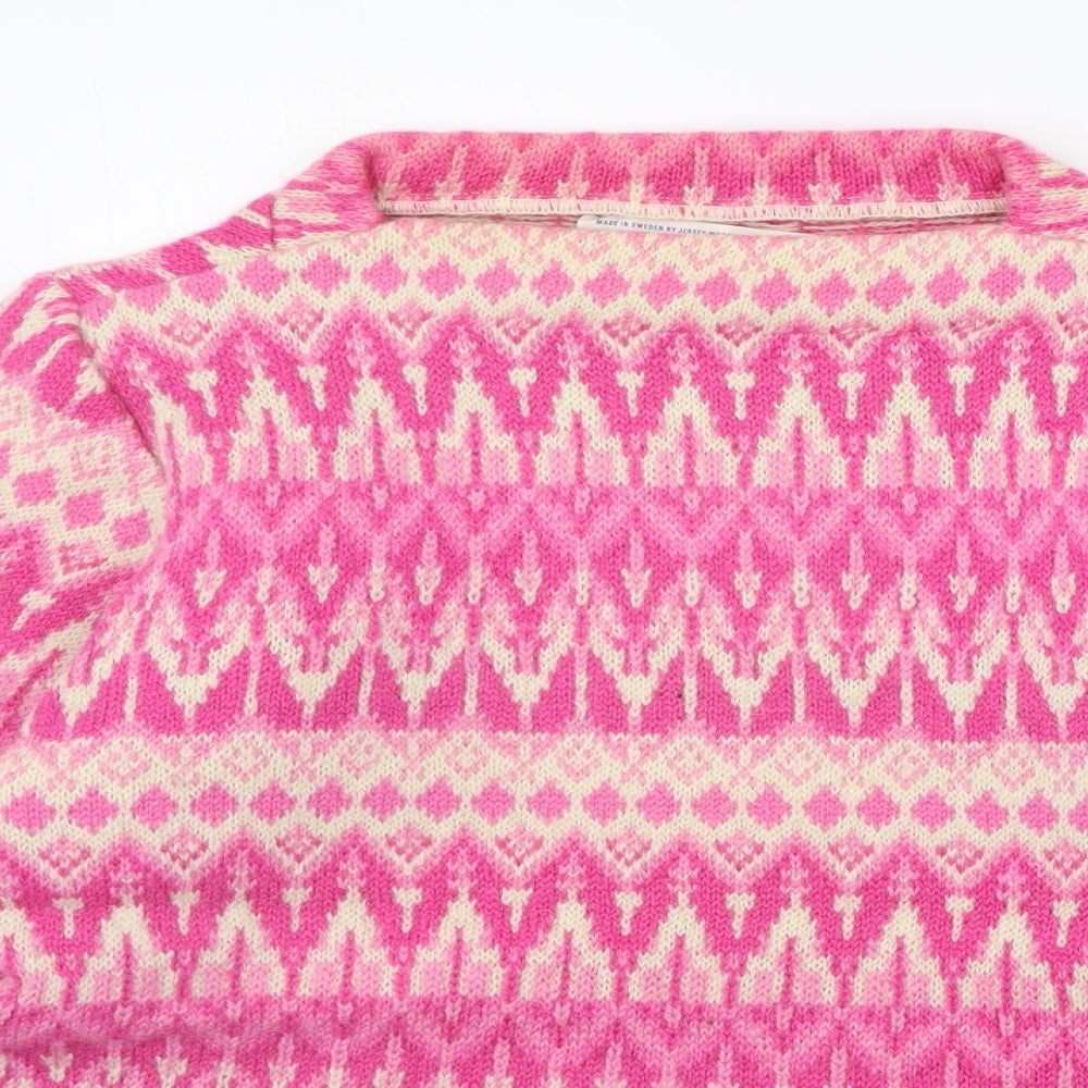 Iceland Womens Pink Geometric  Pullover Jumper Size L