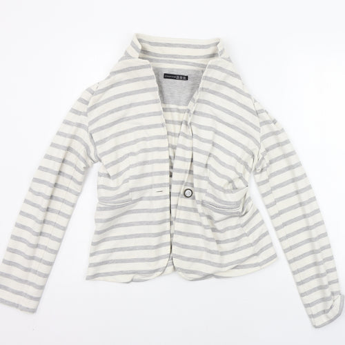 Atmosphere Womens White Striped  Cardigan Jumper Size 10