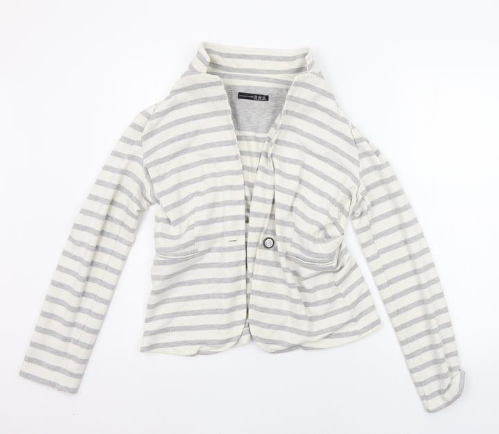 Atmosphere Womens White Striped  Cardigan Jumper Size 10